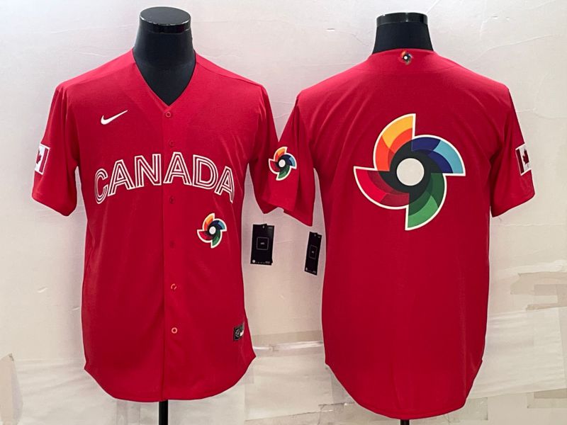Men 2023 World Cub Canada Blank Red Nike MLB Jersey7->more jerseys->MLB Jersey